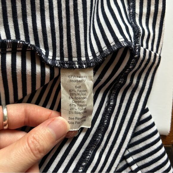 CAbi Navy/White Striped 3/4-Sleeve Double Breasted Blazer Jacket Size Medium - Picture 12 of 13